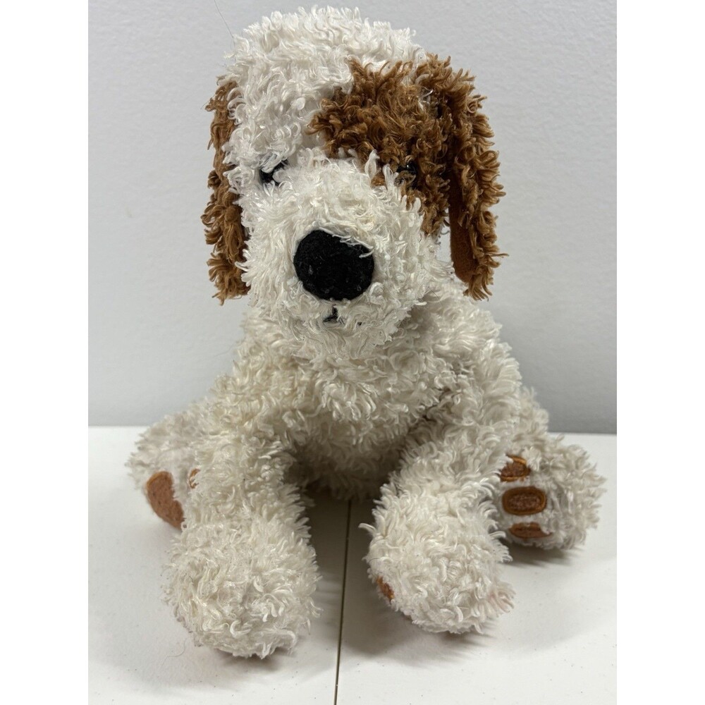 White Brown Terrier Dog Stuffed Animal